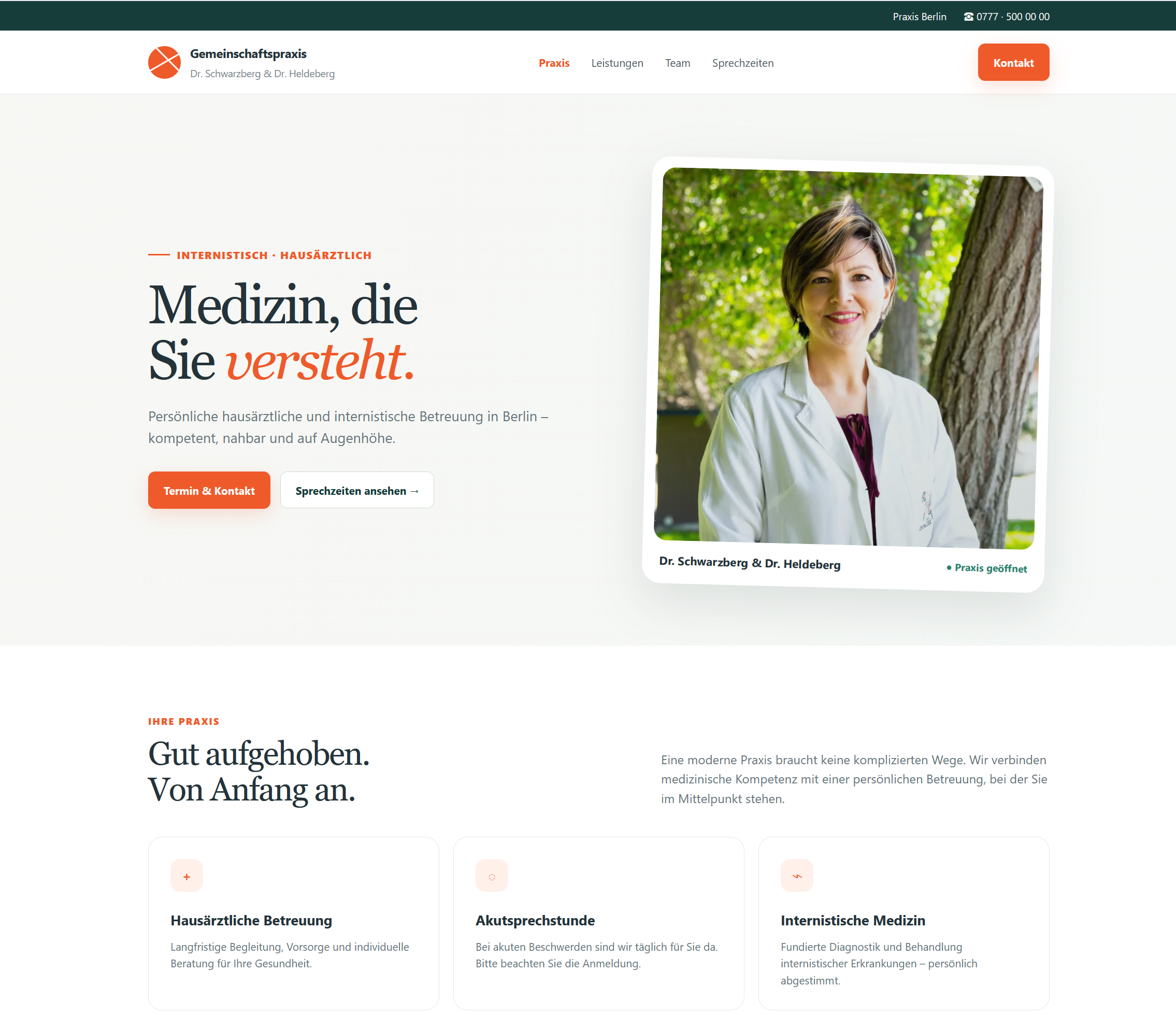 Website-Beispiel Hausarztpraxis Variant 1